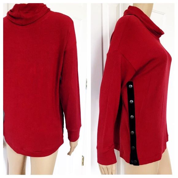 Matty M Tops - NWT Cowell neck longsleeve loose fit burgundy  red top S